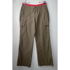 Y2K Baggy Cargo Pants Juniors Size XL 15 Olive Green Nylon Hiking Gorpcore Boho